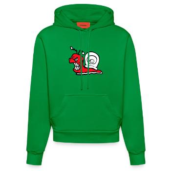 Snail Evil Angry Attack Teeth Grinding Sour - Organic Fitted Hoodie Made in EU - City Green - Front