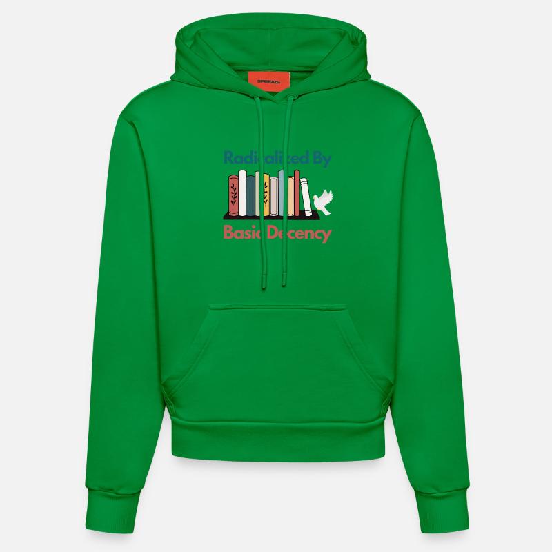 Radicalized By Basic Decency Funny Sarcastic  - Organic Fitted Hoodie Made in EU - City Green