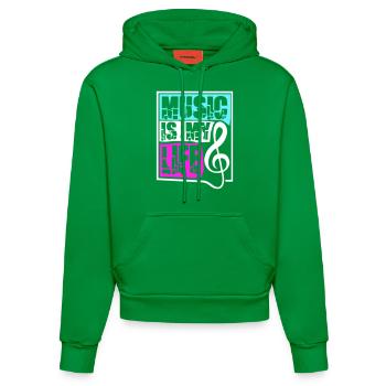 Music Is My Life Musik Ist Mein Leben Liebe Spruch - Organic Fitted Hoodie Made in EU - City Green - Vorne