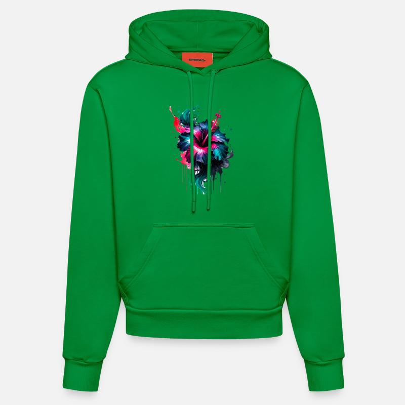 encre,hibiscus,illustration,peinture,graffiti,fleur - Sweat à capuche bio ajusté fabriqué en UE - City Green