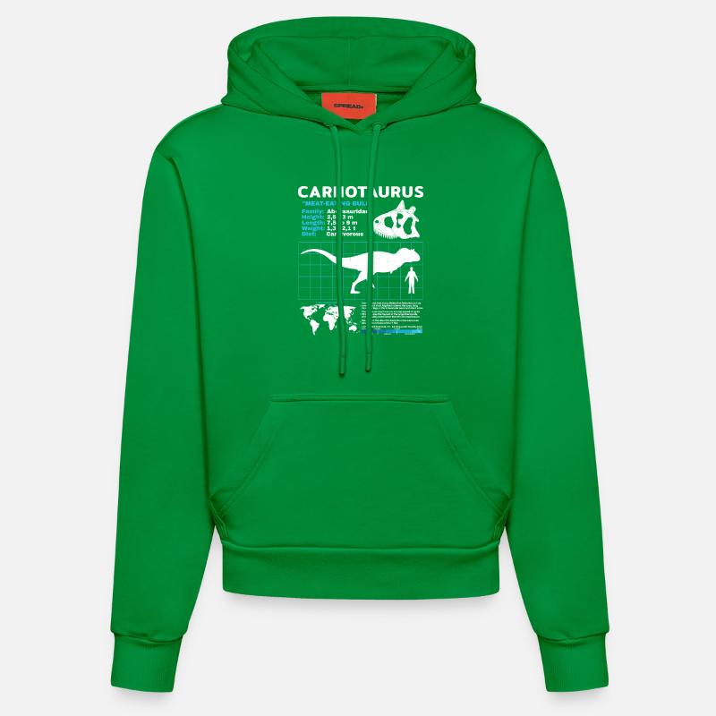 Carnotaurus fact sheet - Organic Fitted Hoodie Made in EU - City Green