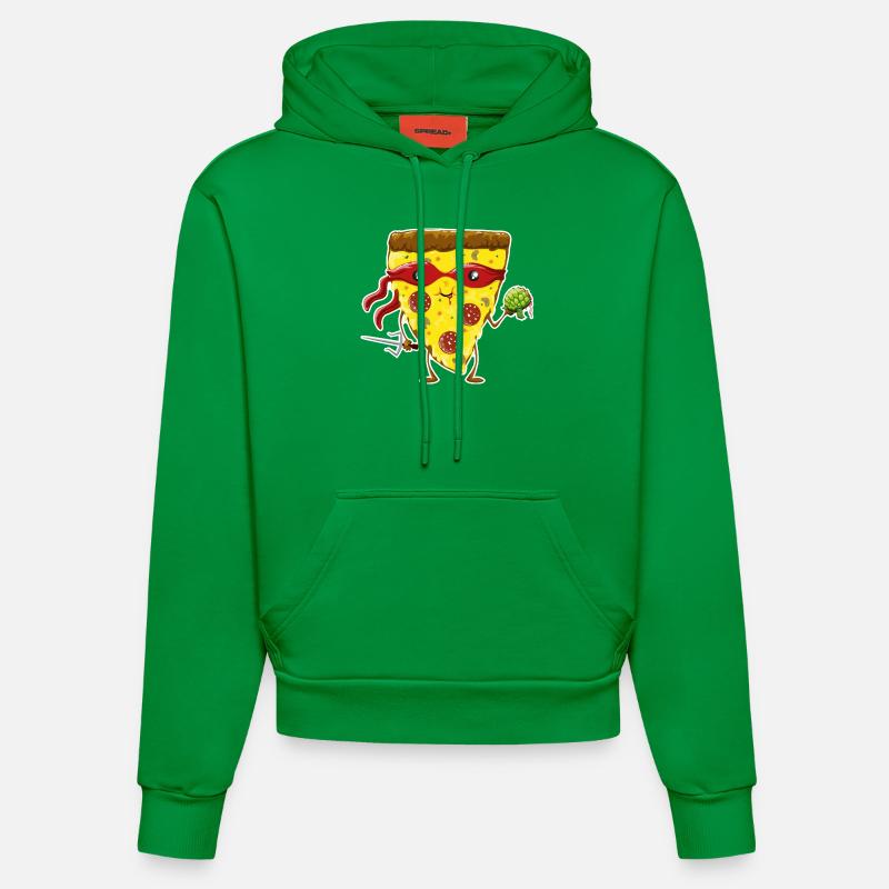 Ninja Pizza eats turtle - Sweat à capuche bio ajusté fabriqué en UE - City Green