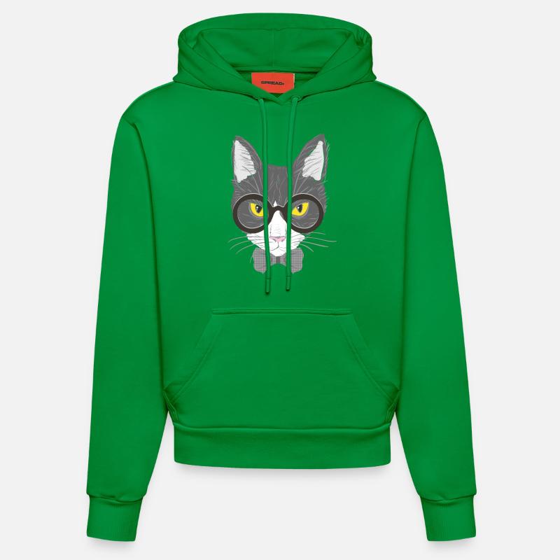 visage de chat - Sweat à capuche bio ajusté fabriqué en UE - City Green