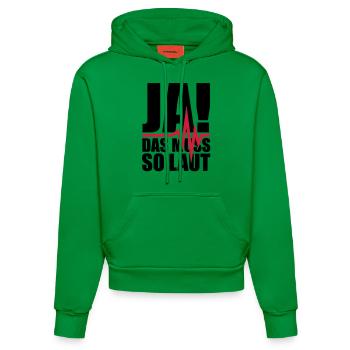 ja_das_muss_so_laut_1__f2 - Organic Fitted Hoodie Made in EU - City Green - Front