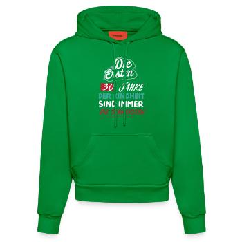 30 Jahre Geburtstag Geburtstagsgeschenk Kindheit - Organic Fitted Hoodie Made in EU - City Green - Vorne