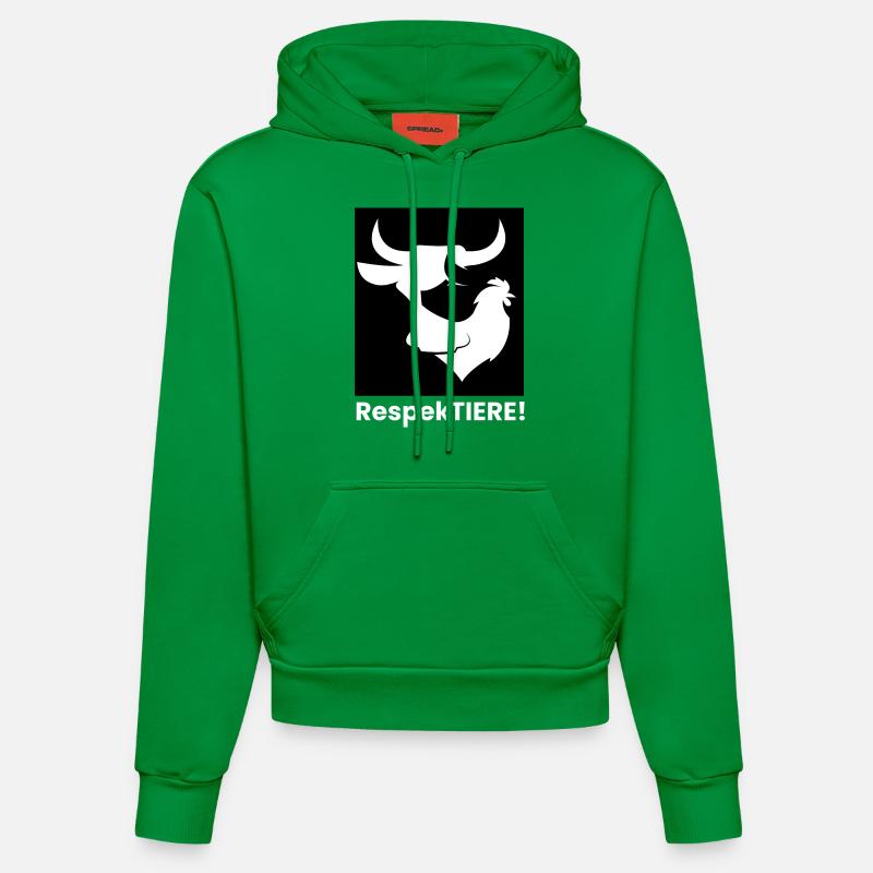 Respect des silhouettes d’animaux Bœuf, Cochon, Poulet - Sweat à capuche bio ajusté fabriqué en UE - City Green