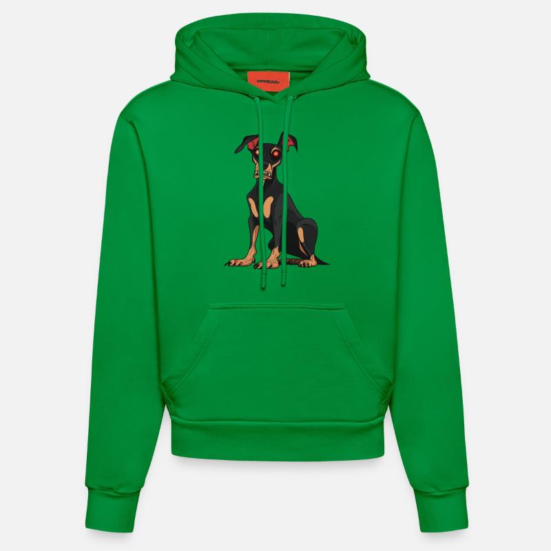 Doberman Chien Halloween Drôle Zombie - Sweat à capuche bio ajusté fabriqué en UE - City Green