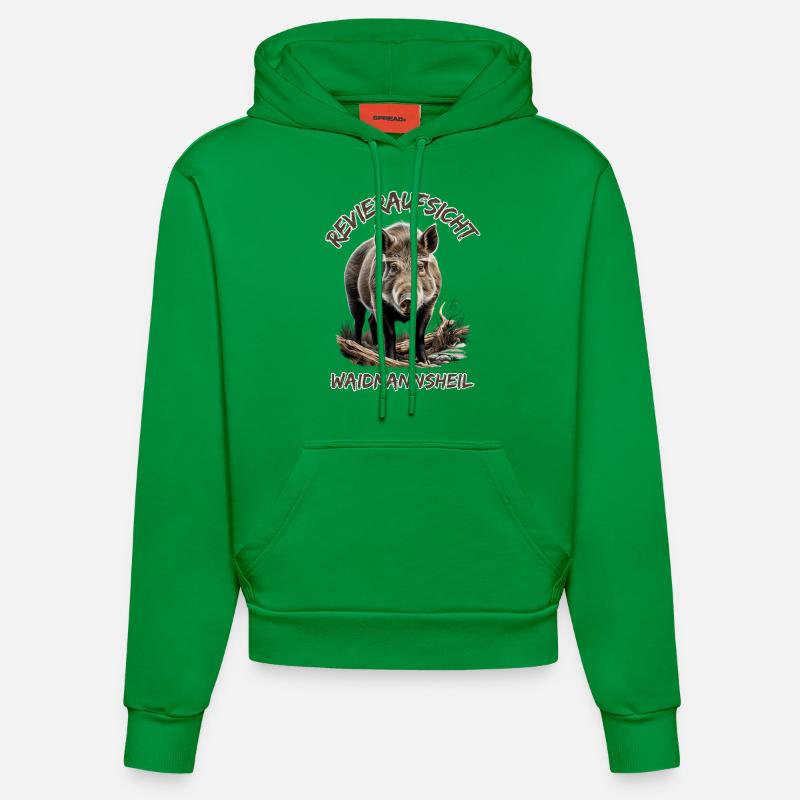 Jäger-Waidmannsheil Revieraufsicht-Wildschwein - Sweat à capuche bio ajusté fabriqué en UE - City Green