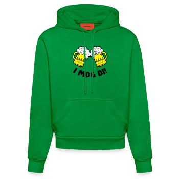 beer i mog di - Organic Fitted Hoodie Made in EU - City Green - Front