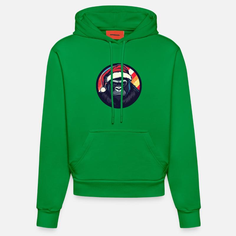 Noël Gorilla Noël - Sweat à capuche bio ajusté fabriqué en UE - City Green