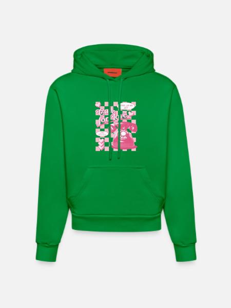 Call for Love Hotline Aesthetics - Organic Fitted Hoodie Made in EU - City Green