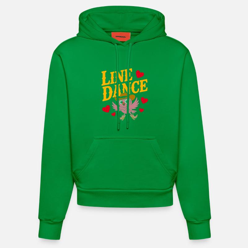 Linedance Eule mit Hut - Organic Fitted Hoodie Made in EU - City Green