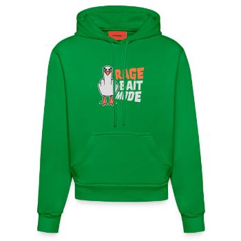 Rage Bait Fashion Seagull Bird Nasty Funny Provocation - Organic Fitted Hoodie Made in EU - City Green - Front
