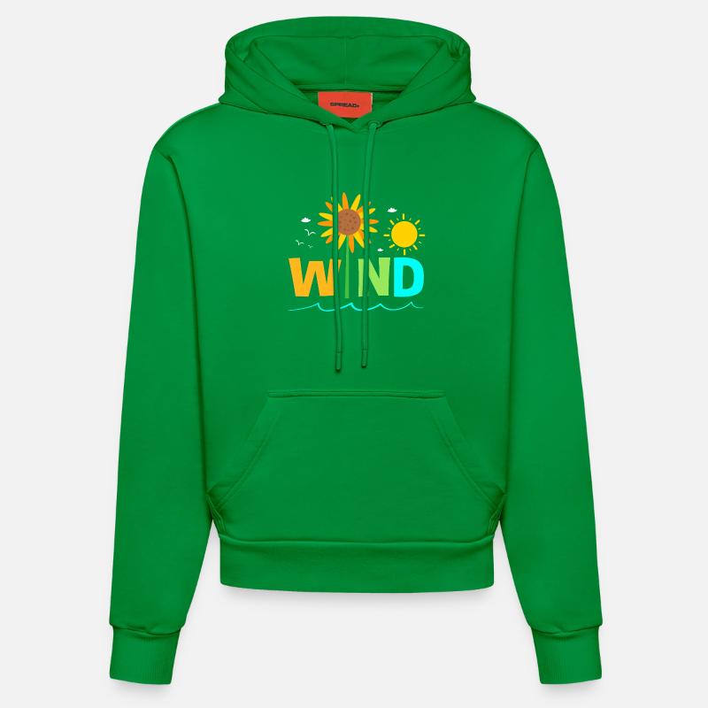 Éolienne, énergie éolienne, énergie éolienne - Sweat à capuche bio ajusté fabriqué en UE - City Green