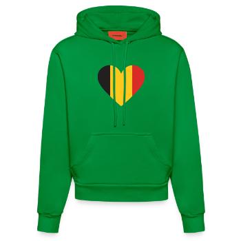 Humour,Belge, belgique, drapeau, frite, frites - Sweat à capuche bio ajusté fabriqué en UE - City Green - Devant