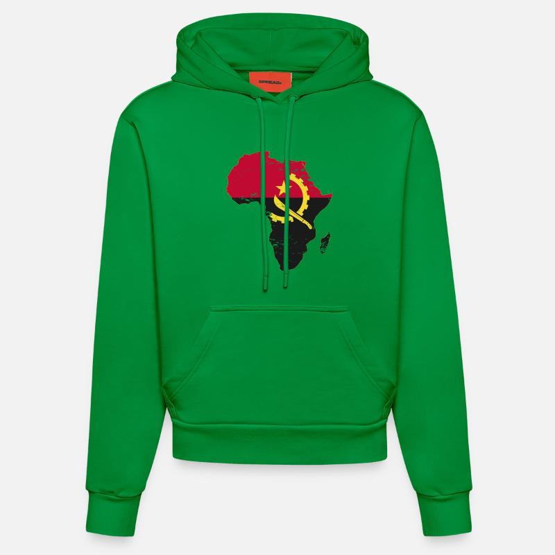 Drapeau de l’Angola Afrique - Sweat à capuche bio ajusté fabriqué en UE - City Green