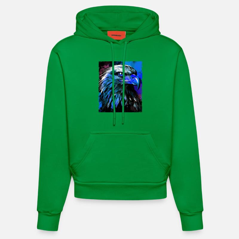 Portrait d’aigle - Sweat à capuche bio ajusté fabriqué en UE - City Green