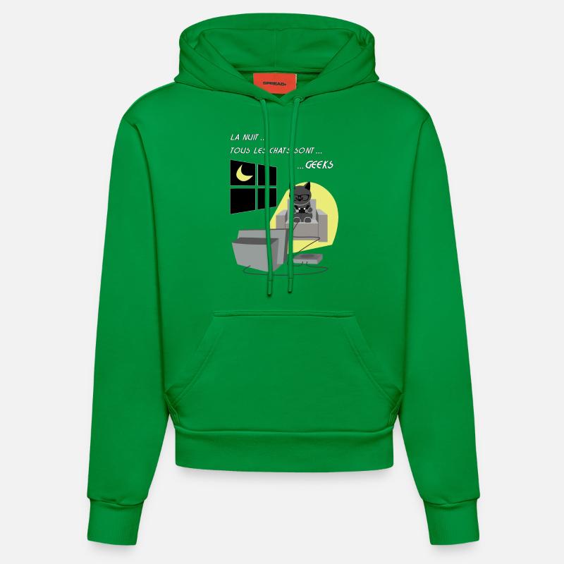 chats geeks - Sweat à capuche bio ajusté fabriqué en UE - City Green