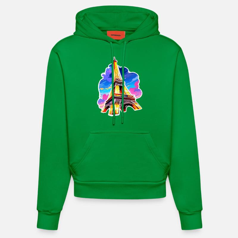 Eiffel tower #22 - Sweat à capuche bio ajusté fabriqué en UE - City Green