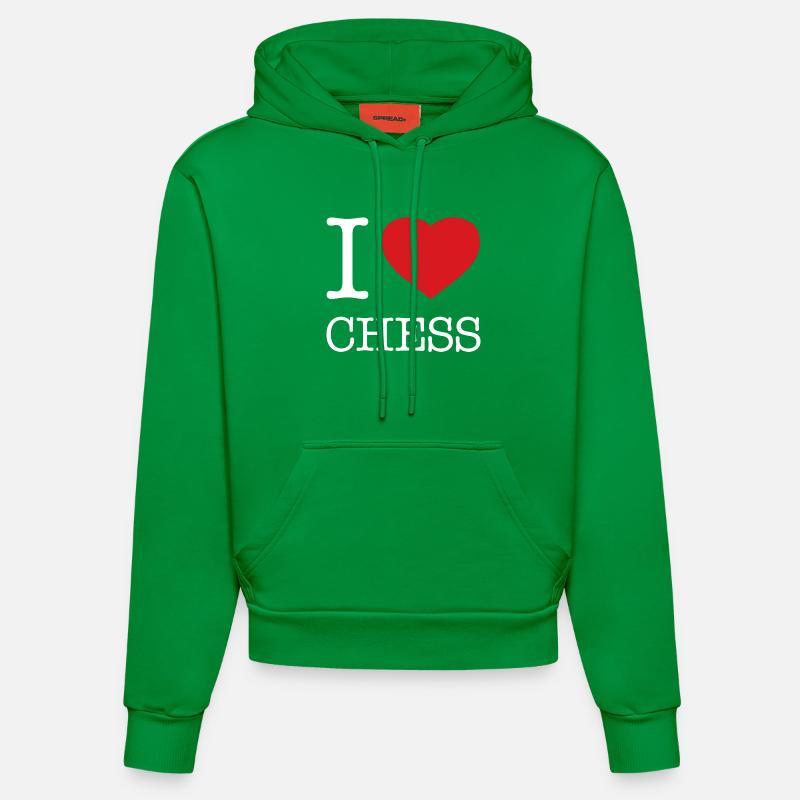 J’ADORE LES ÉCHECS - Sweat à capuche bio ajusté fabriqué en UE - City Green