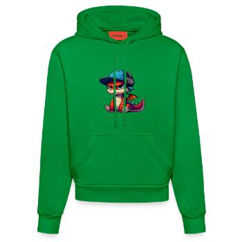 HipHop-Drache - Organic Fitted Hoodie Made in EU - City Green - Vorne