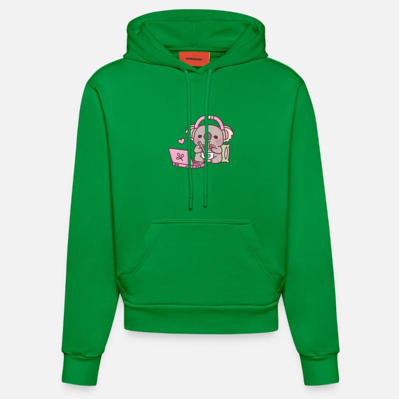 Mignon koala mangeant des nouilles instantanées - Sweat à capuche bio ajusté fabriqué en UE - City Green