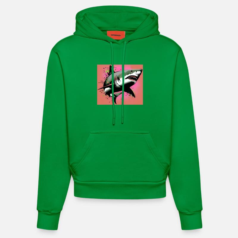 Requin - Sweat à capuche bio ajusté fabriqué en UE - City Green