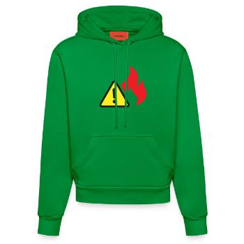 Icône solide d’alerte incendie Symbole de sécurité de flamme - Sweat à capuche bio ajusté fabriqué en UE - City Green - Devant