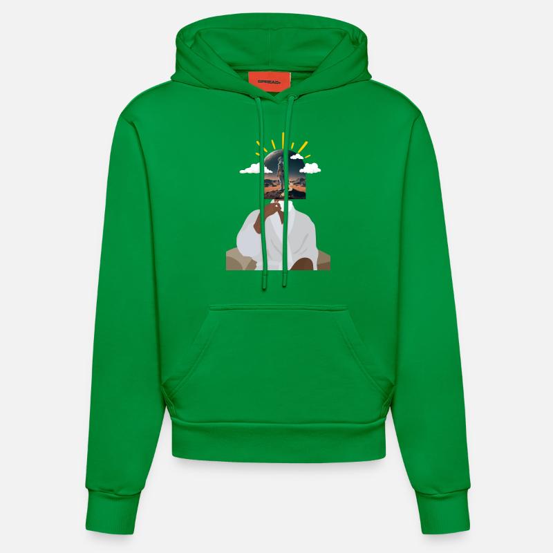 Café et astronaute - Sweat à capuche bio ajusté fabriqué en UE - City Green
