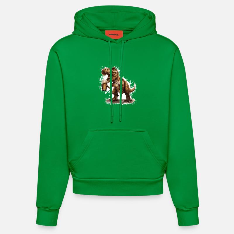 Dinosaure T-Rex Bière Drôle - Sweat à capuche bio ajusté fabriqué en UE - City Green