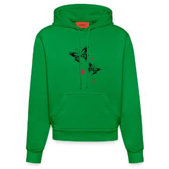 Butterflies Flowers Flowers Insects Summer - Organic Fitted Hoodie Made in EU - City Green - Front