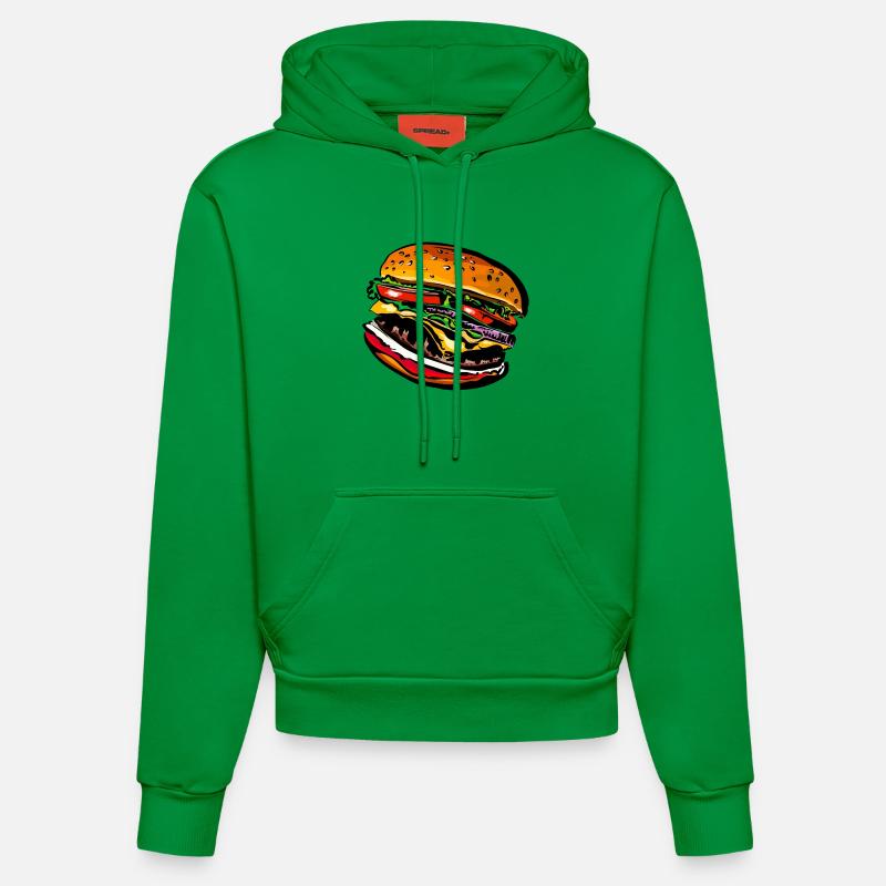 Burger Cheeseburger Restauration rapide - Sweat à capuche bio ajusté fabriqué en UE - City Green