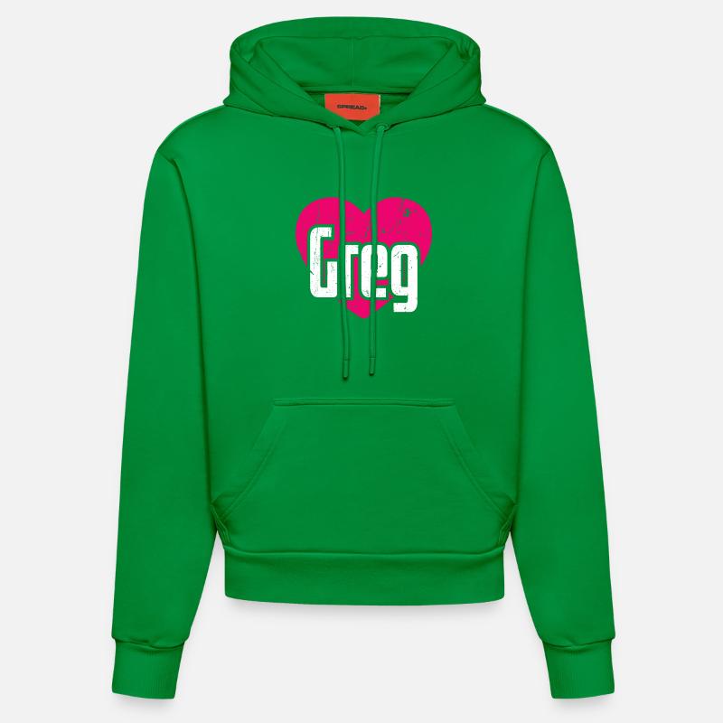 J’aime Greg Coeur rose J’aime Greg - Sweat à capuche bio ajusté fabriqué en UE - City Green