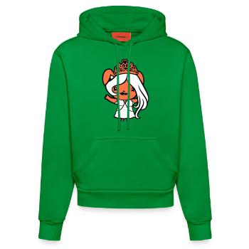 Lapin Princesse Reine Couronne Ondulant De Jolis Cheveux - Sweat à capuche bio ajusté fabriqué en UE - City Green - Devant