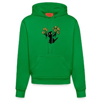 Die Katze mit Blumen - Organic Fitted Hoodie Made in EU - City Green - Vorne