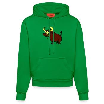 Mad Bull - Organic Fitted Hoodie Made in EU - City Green - Front