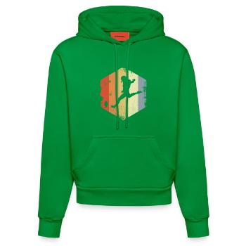 Vintage Footballspieler Skizze - Organic Fitted Hoodie Made in EU - City Green - Vorne