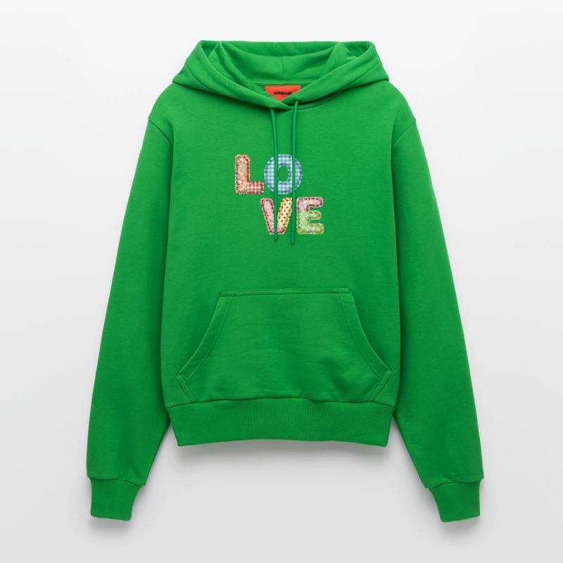 Patchwork Design Patchwork Patchwork Patches colorés Sweat à capuche bio ajusté fabriqué en UE