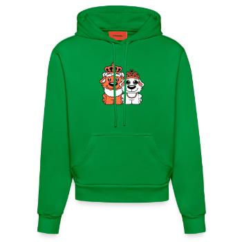 Deux Chiens Couronne Roi Reine Souverain Majesté - Sweat à capuche bio ajusté fabriqué en UE - City Green - Devant