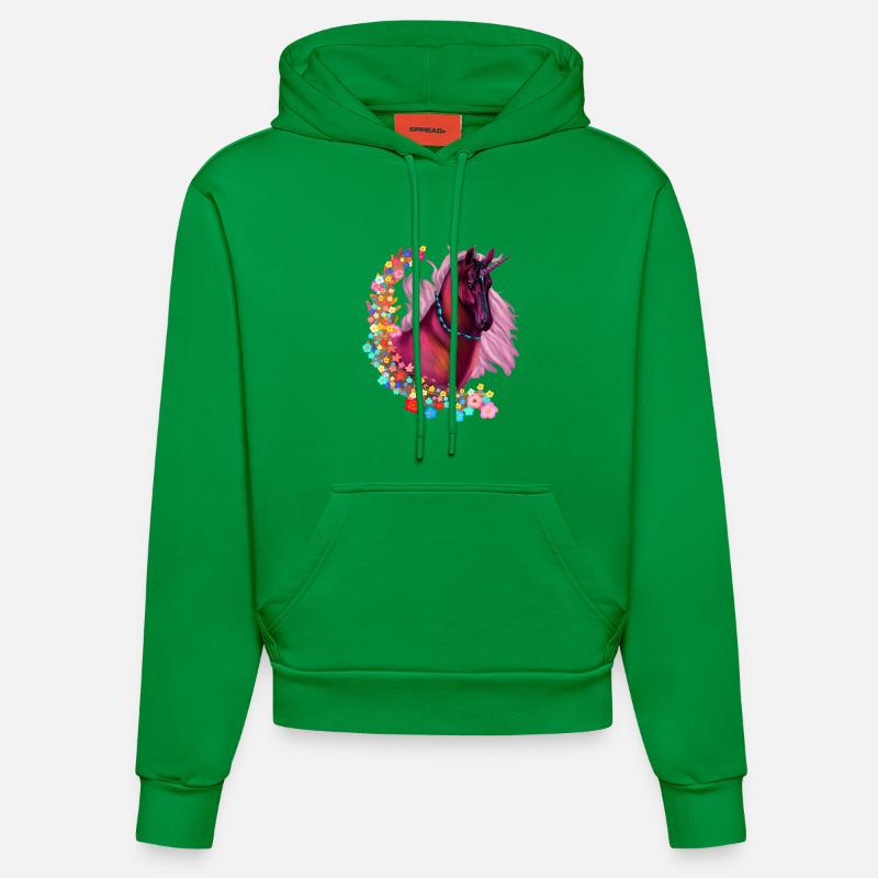 Licorne rose - Sweat à capuche bio ajusté fabriqué en UE - City Green