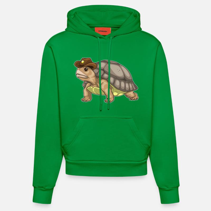 Turtle Sheriff Sheriff's Hat - Organic Fitted Hoodie Made in EU - City Green