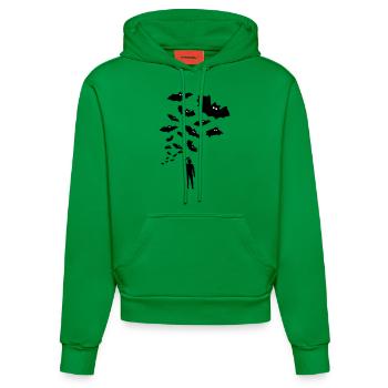 bats, fledermäuse mensch - Organic Fitted Hoodie Made in EU - City Green - Vorne