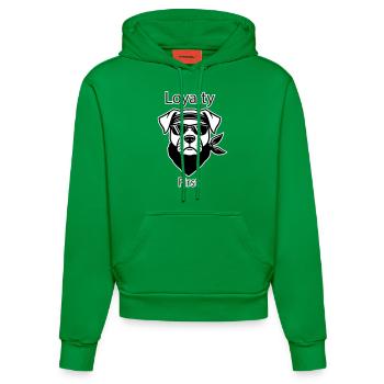 Gangster Dog - Loyalty First Design - Organic Fitted Hoodie Made in EU - City Green - Front