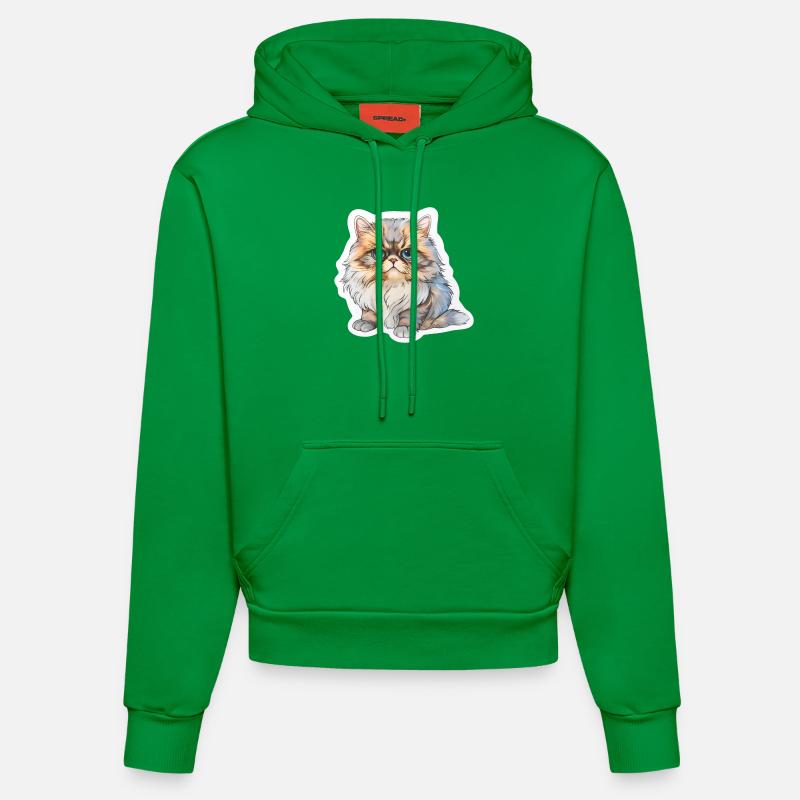 Chat persan potelé - Sweat à capuche bio ajusté fabriqué en UE - City Green