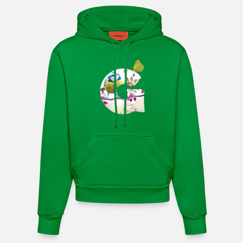 printemps oiseau papillon g - Sweat à capuche bio ajusté fabriqué en UE - City Green
