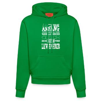 Am Anfang LKW-FAHRER - Organic Fitted Hoodie Made in EU - City Green - Vorne