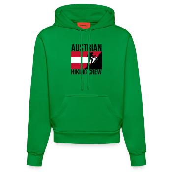 Austrian Hiking Crew Hiking Shirt - Organic Fitted Hoodie Made in EU - City Green - Front