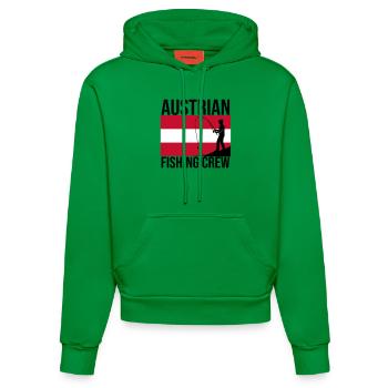 Austrian Fishing Crew Angler Shirt - Organic Fitted Hoodie Made in EU - City Green - Vorne
