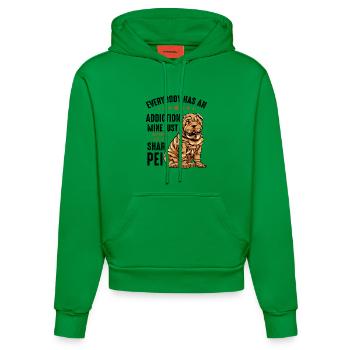 Bulldogge mit Sternen und Text Shar Pei - Organic Fitted Hoodie Made in EU - City Green - Vorne