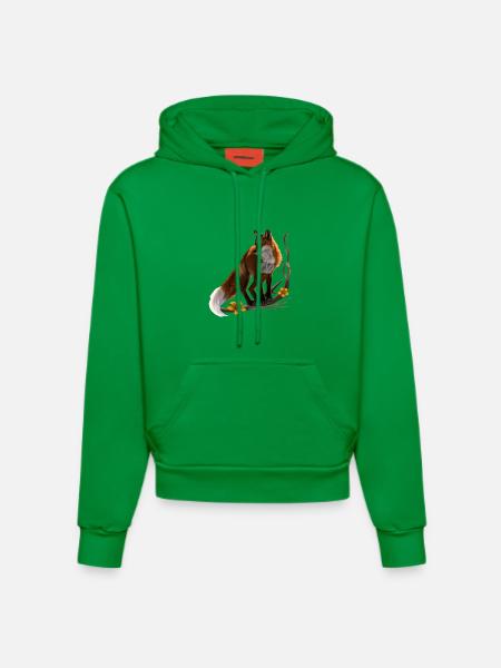 fox - Organic Fitted Hoodie Made in EU - City Green